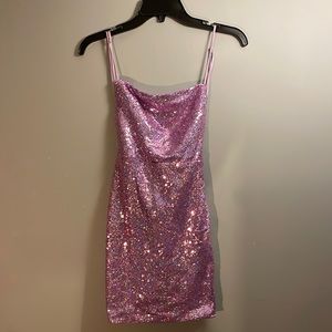Purple Lucy In The Sky Homecoming dress with an open back, size XS. Never worn